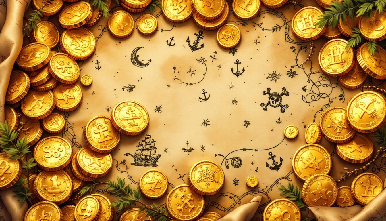 A collection of pirate gold coins showcasing their allure.