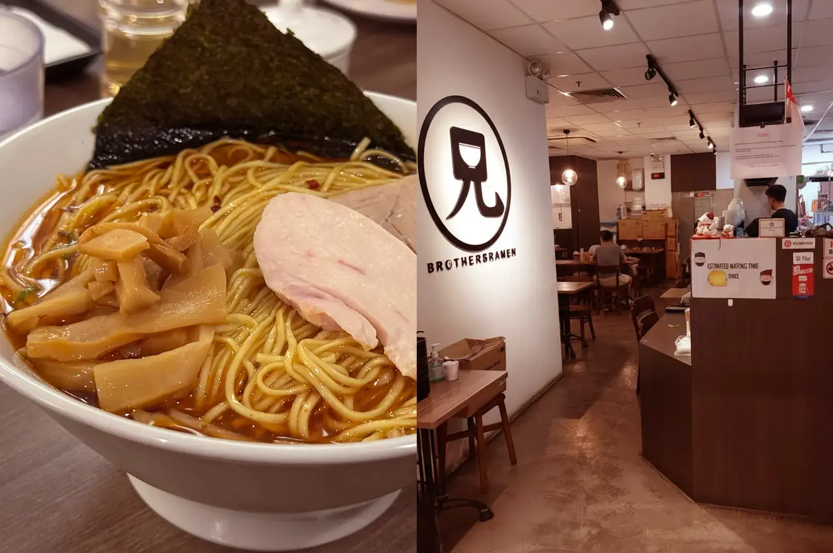 Ramen bowl and Brothers Ramen interior