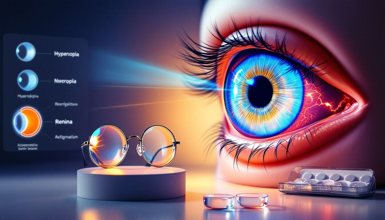 A visual representation of different types of corrective lenses for refractive errors.