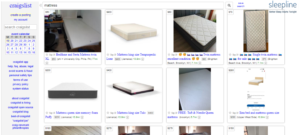 can i post mattress on craigslist