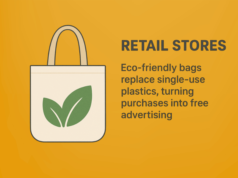 Eco-friendly custom tote bag for retail stores replacing plastic bags.