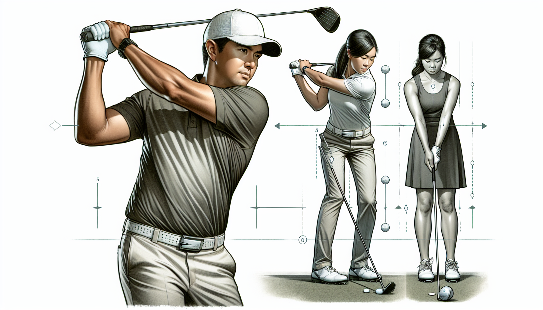 Illustration of trail hand connection for golf grip