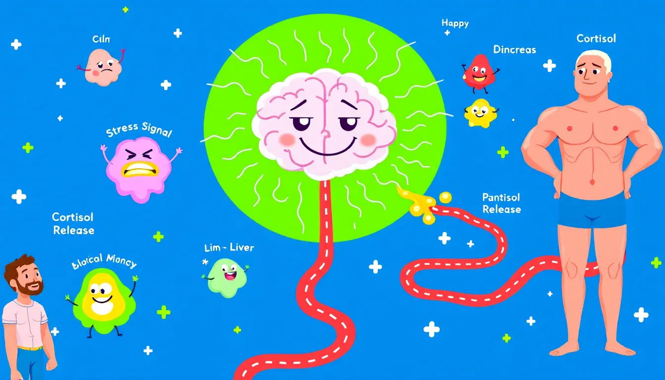 An illustration depicting cortisol functions in the body.