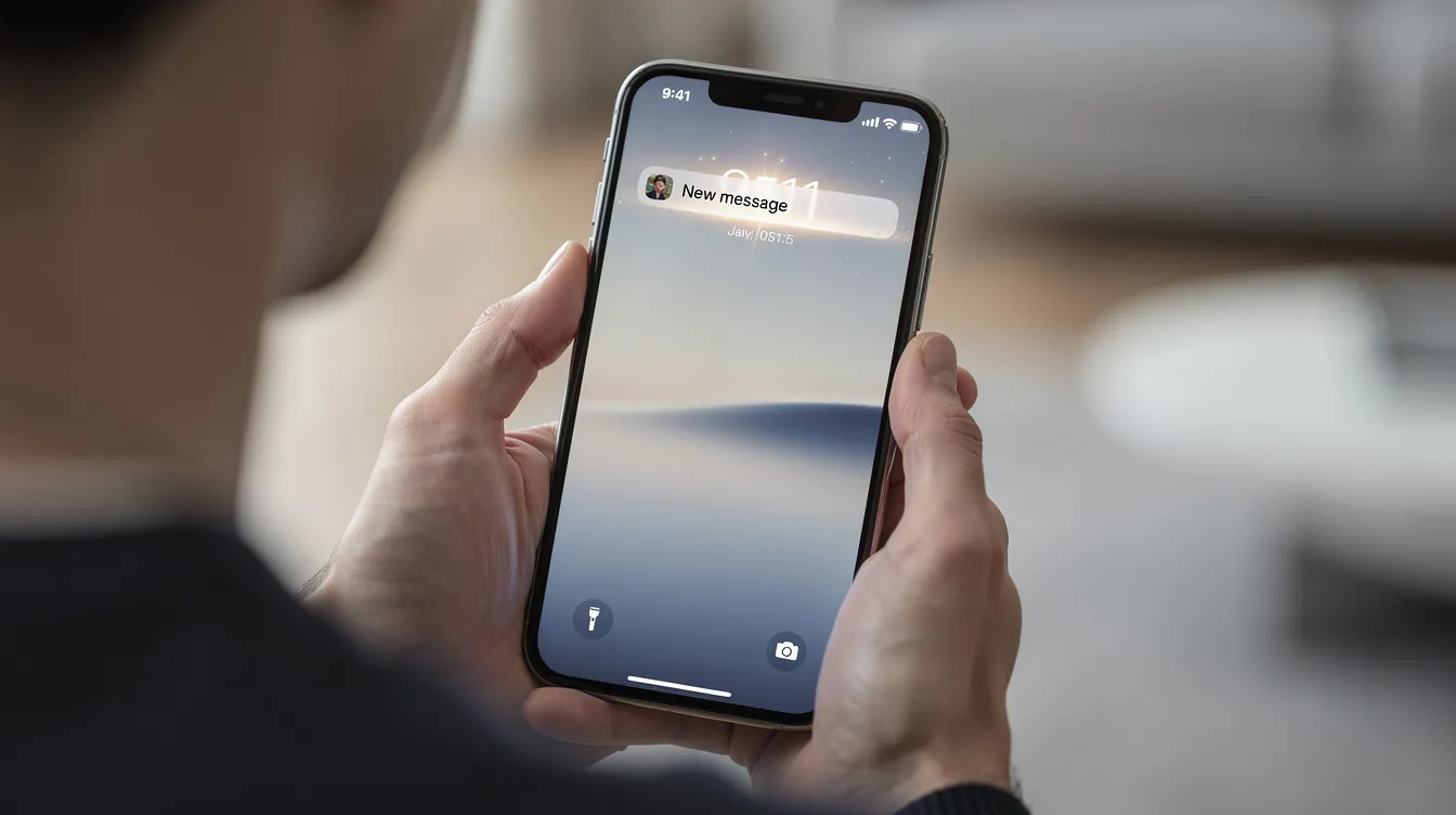 A person is holding a smartphone displaying a notification on their lock screen, possibly related to a loyalty program or marketing strategy. This image highlights the importance of digital tools, like the Chandler Flex Rewards app, in attracting and retaining loyal customers for local businesses.