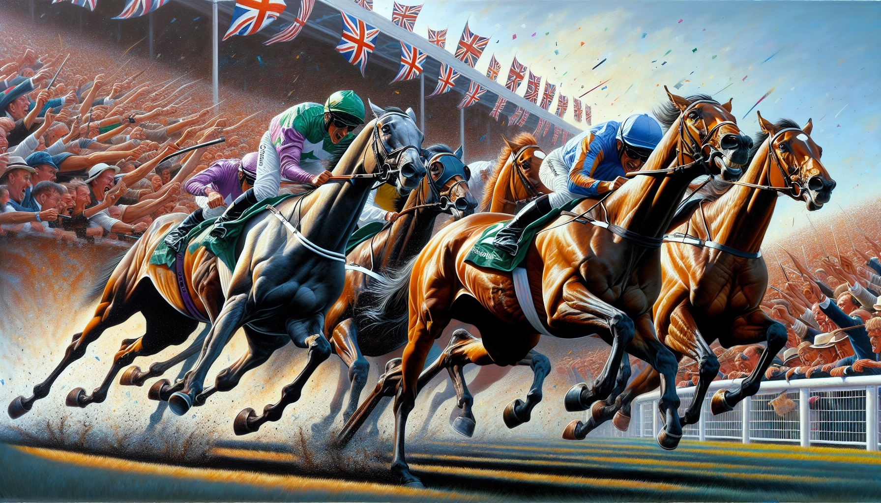 A vibrant illustration highlighting famous winners of the St Leger Festival.