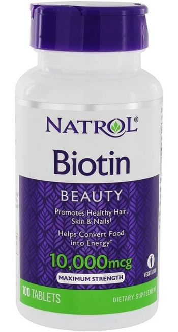 Suplemento de biotina da Natrol. Fonte da imagem: Amazon