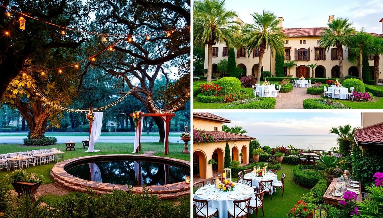a collage of weddings in florida, florida venues for weddings, florida beach weddings