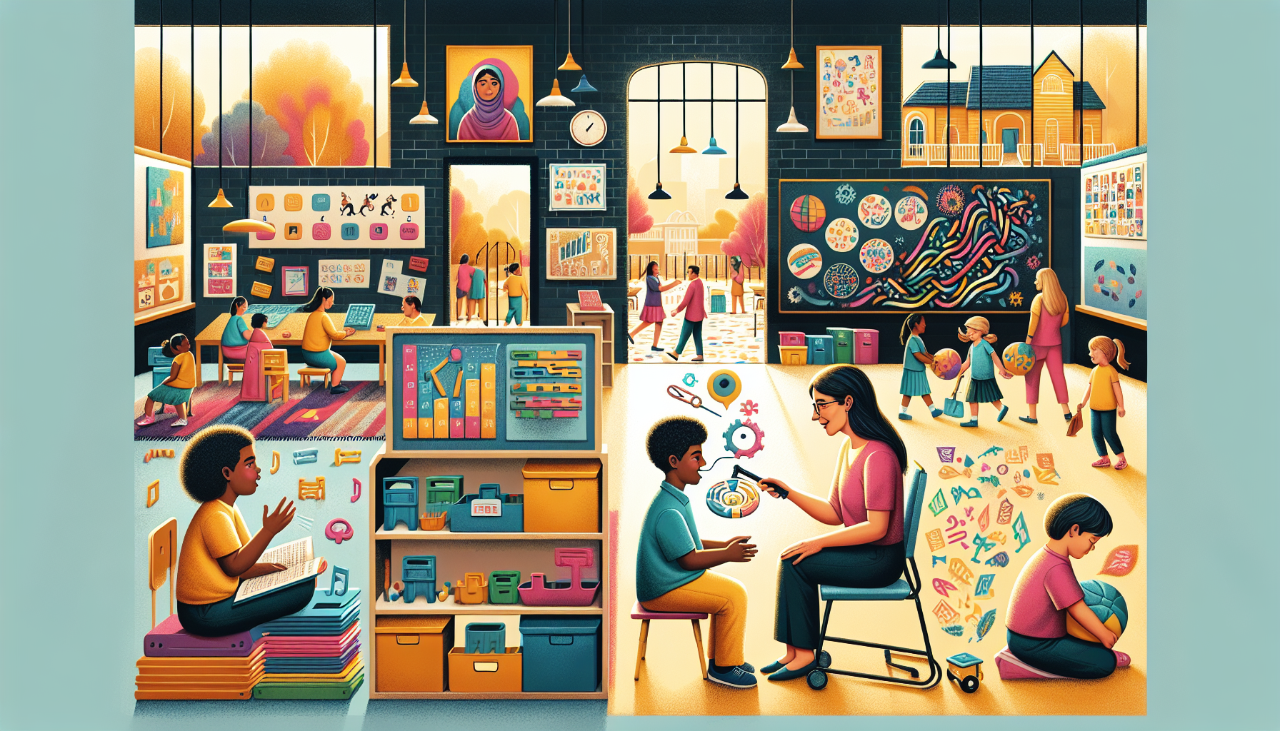 Illustration illustrant l'adaptation scolaire et sociale pour les enfants dysphasiques