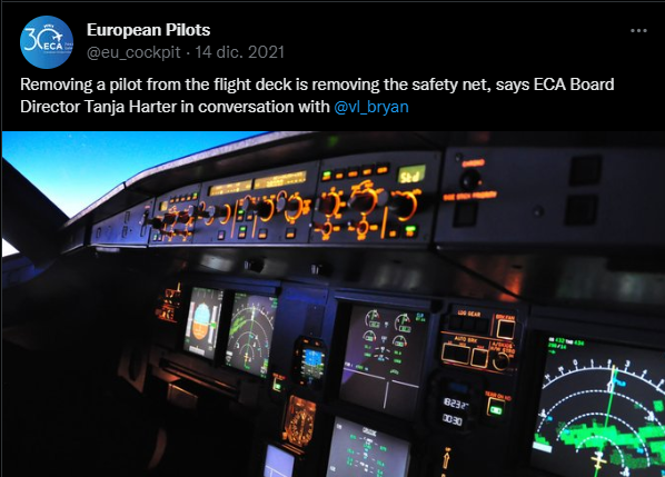 A screenshot from European Pilots social media post.
