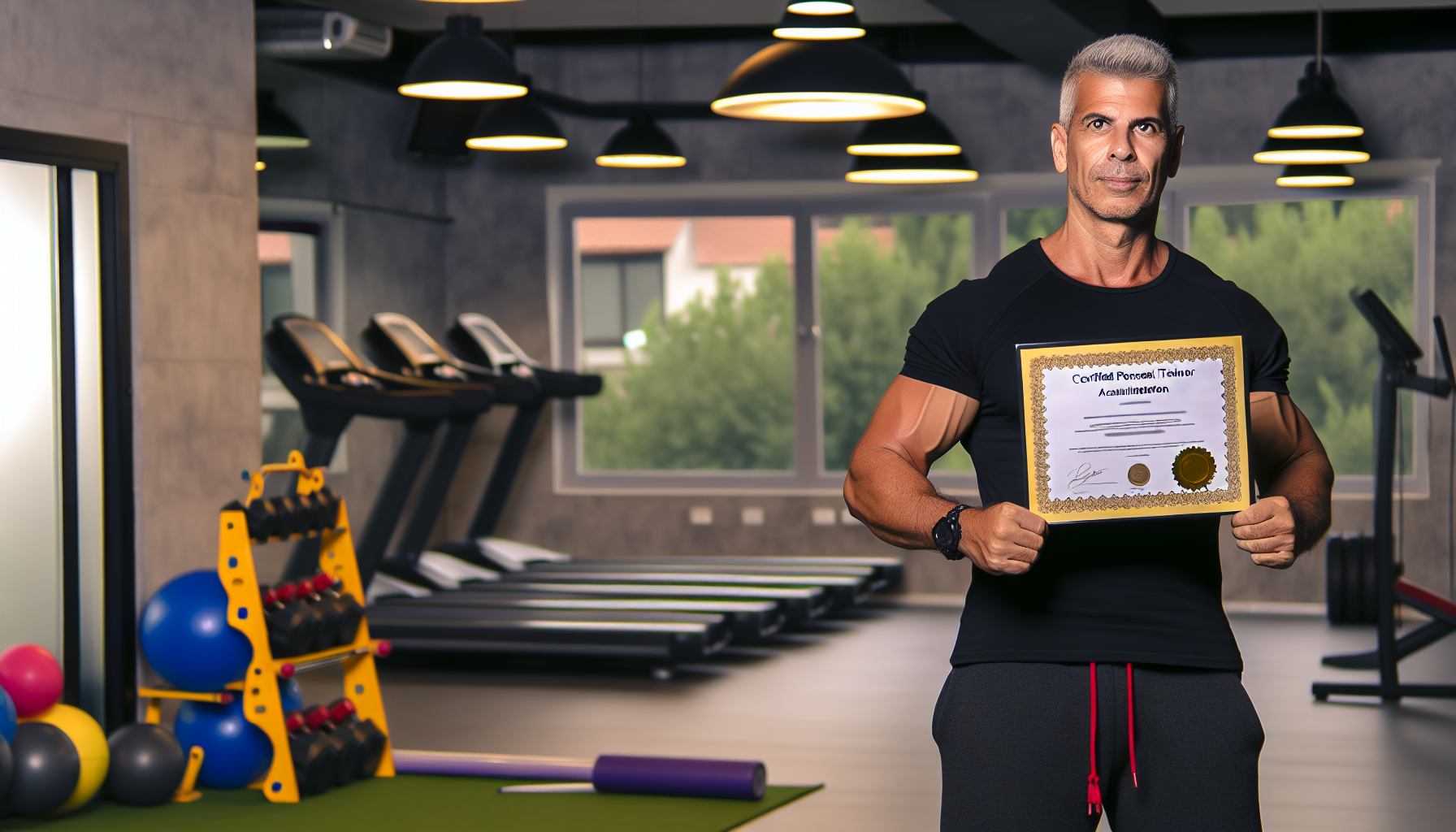 Certified personal trainer with accreditation certificate