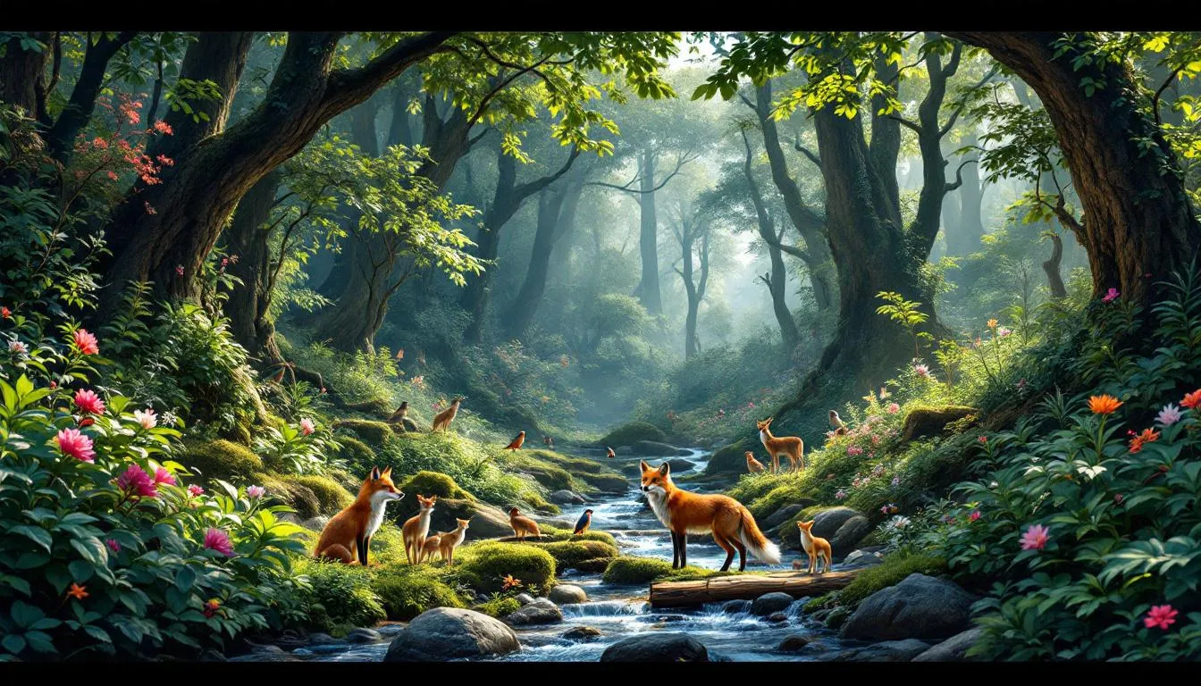 A healthy habitat showing a variety of plants and animals, essential for effective wildlife management and habitat protection.