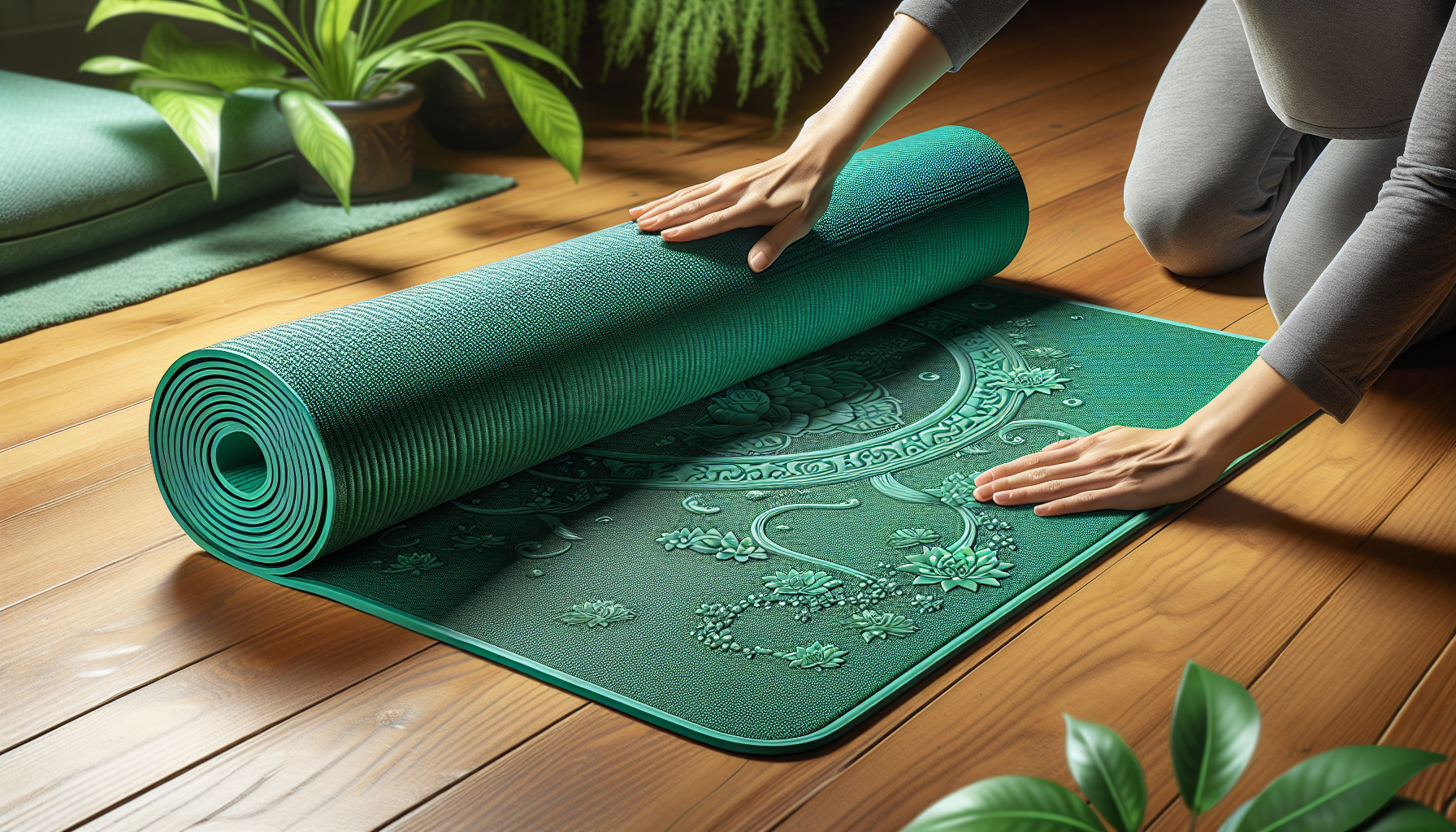 Eco-friendly yoga mat with natural rubber texture