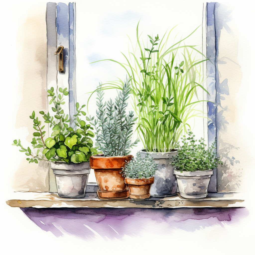 a windowsill is a great location for an indoor herb garden