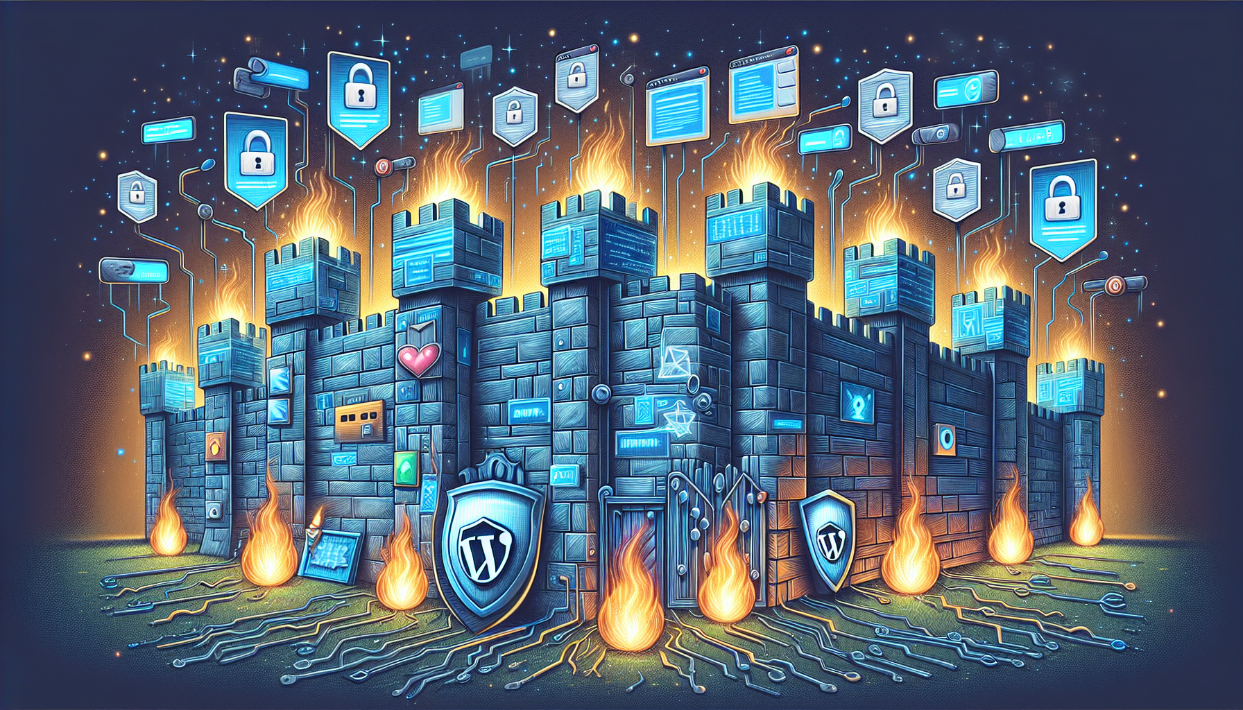 An illustration representing advanced security measures for WordPress sites.