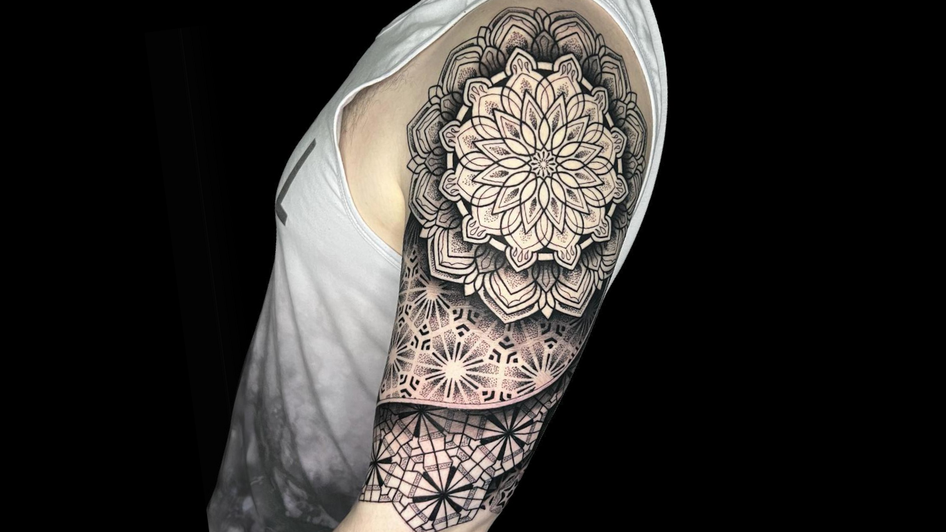 Amazing ornamental mandala sleeve by Raul Wesche.