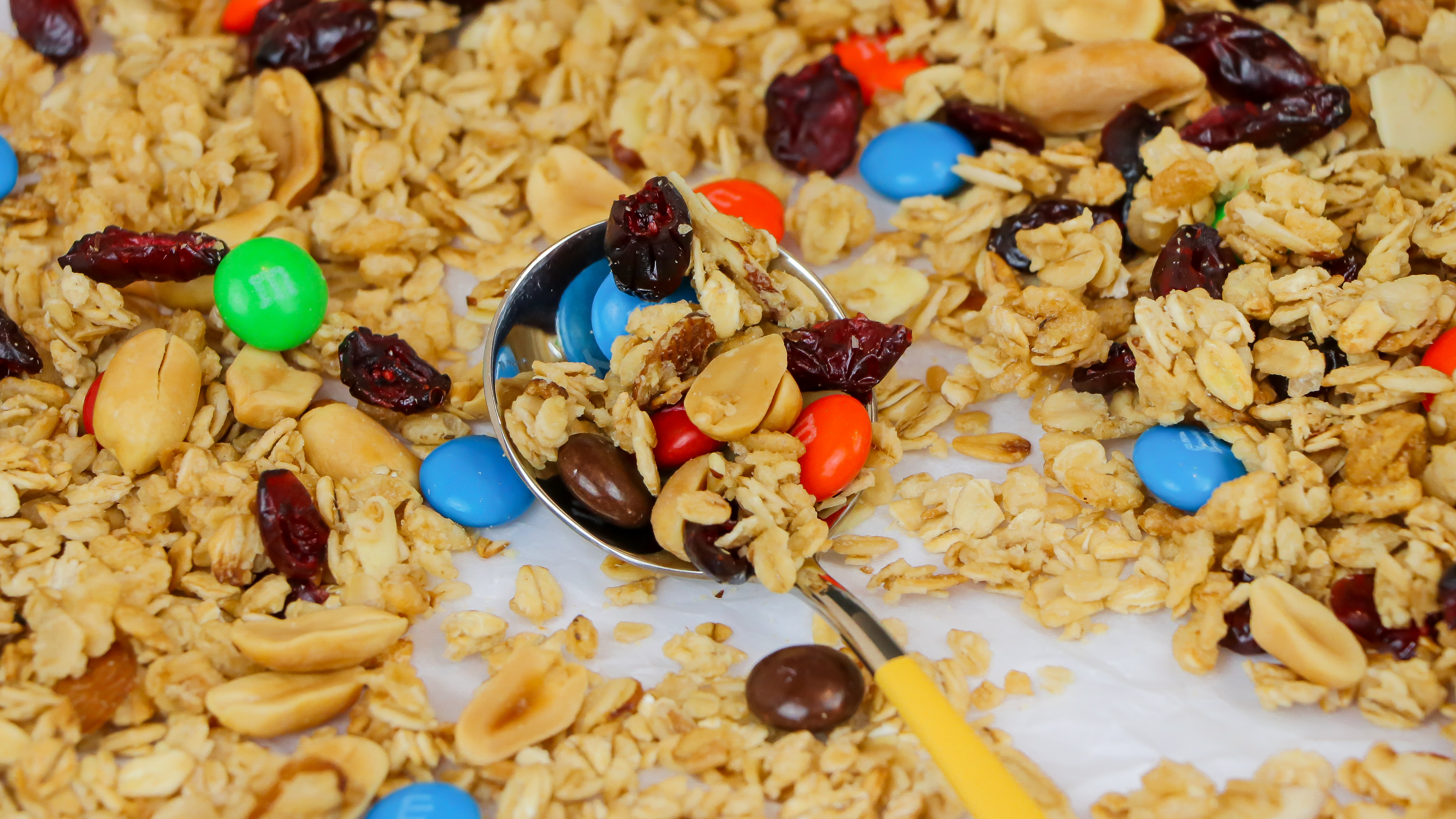 Try a mixture of granola bars, MnM's, raisins, and nuts