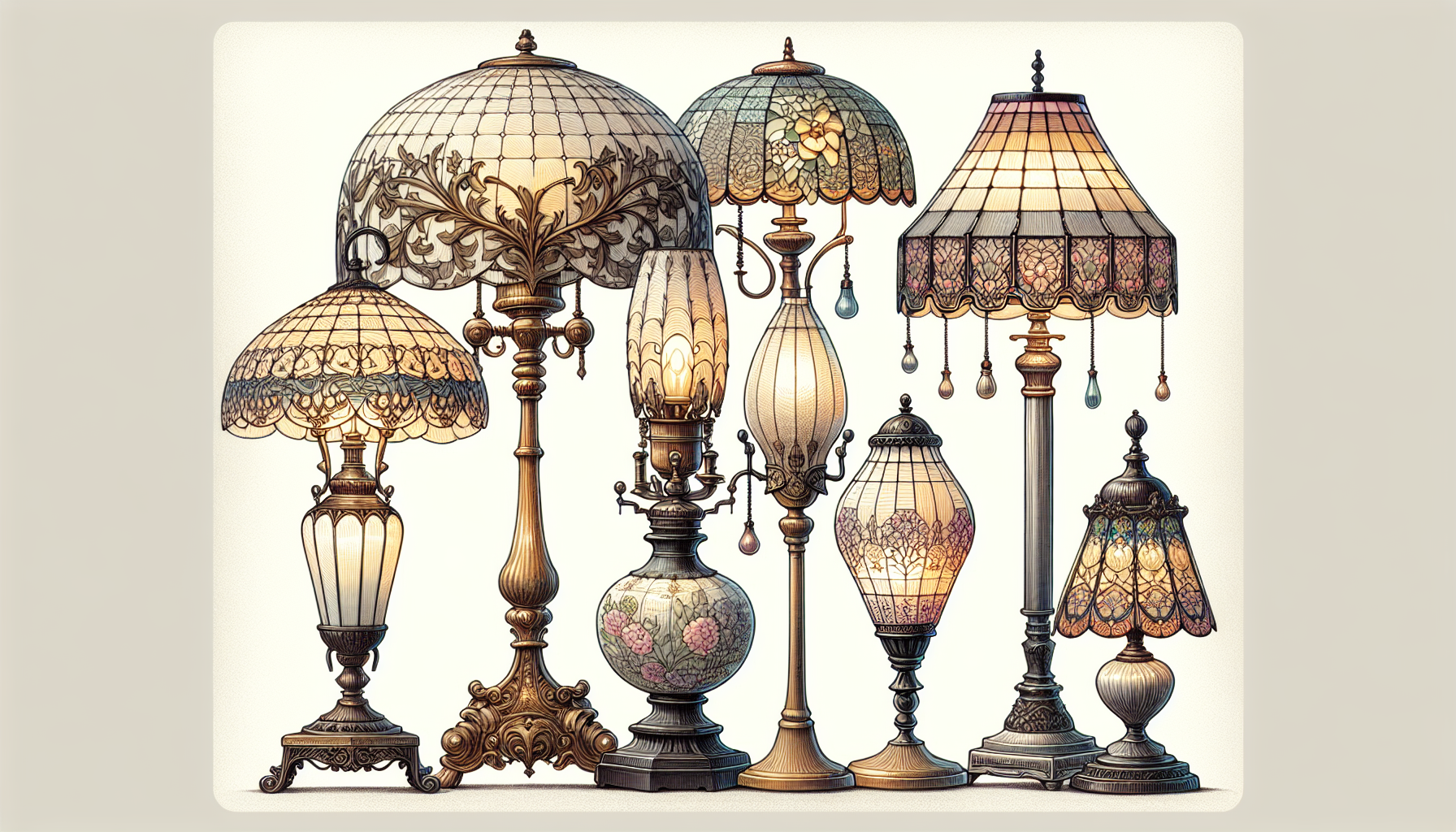 European vintage lamp designs illustration