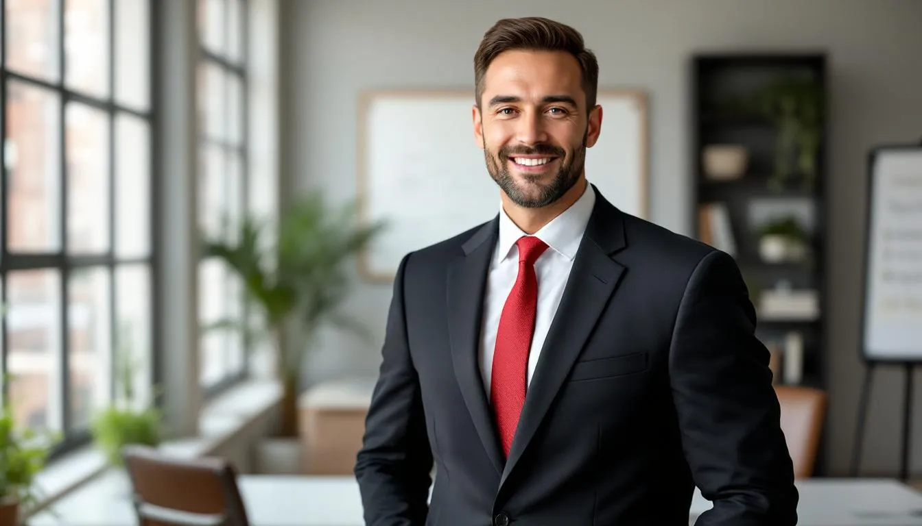 A confident small business owner stands proudly in front of a commercial property, showcasing success after securing a commercial real estate loan. The image reflects the potential for growth and investment in their business, emphasizing the importance of financing options for small businesses.