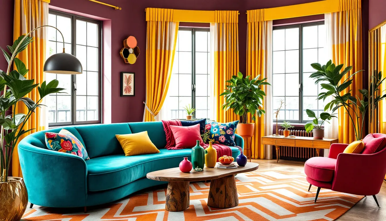 An unexpected use of bold colors in a living space.