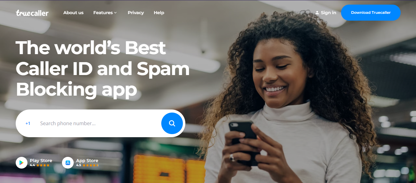 Truecaller home page