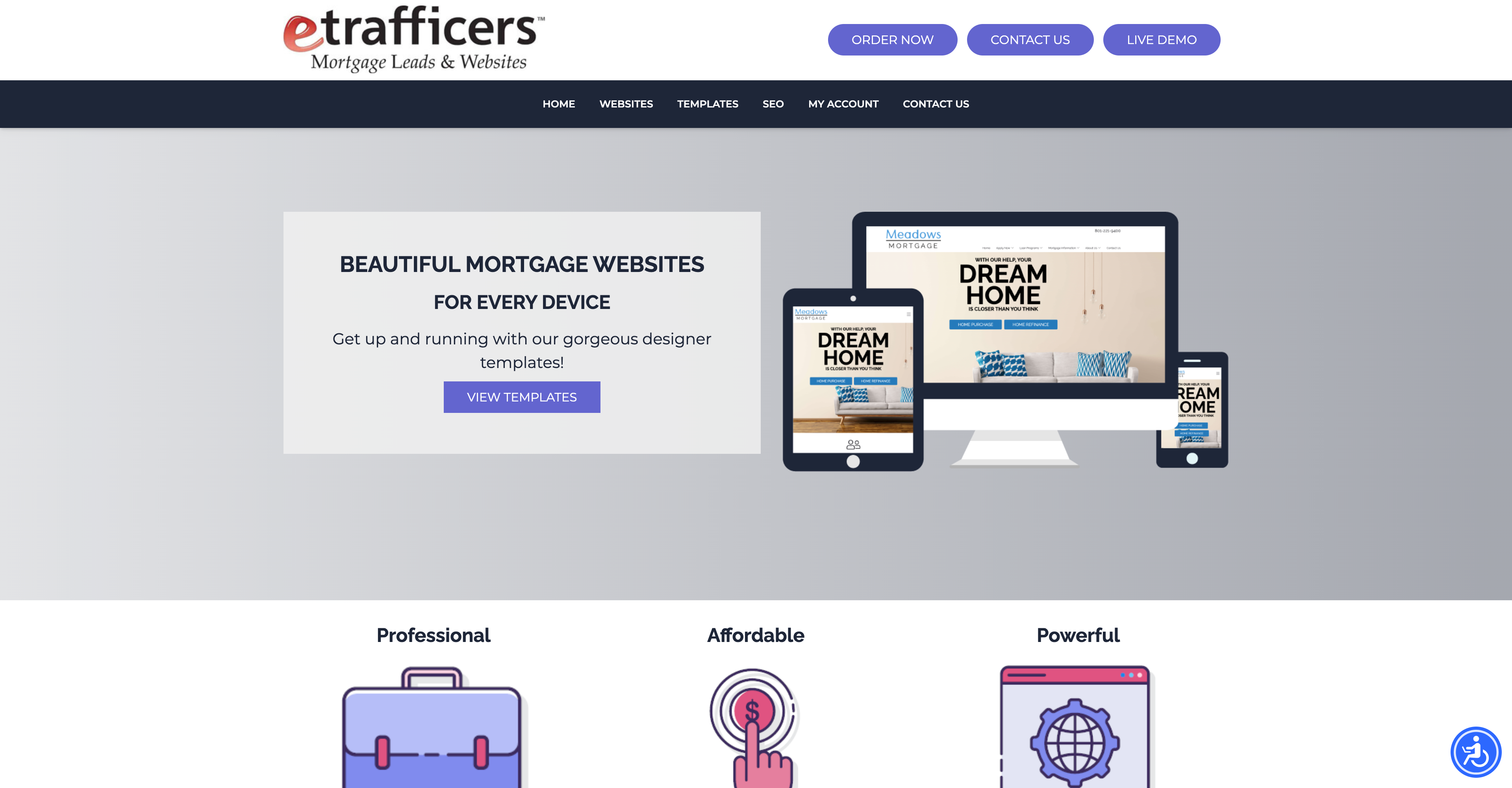 Etraffickers homepage.