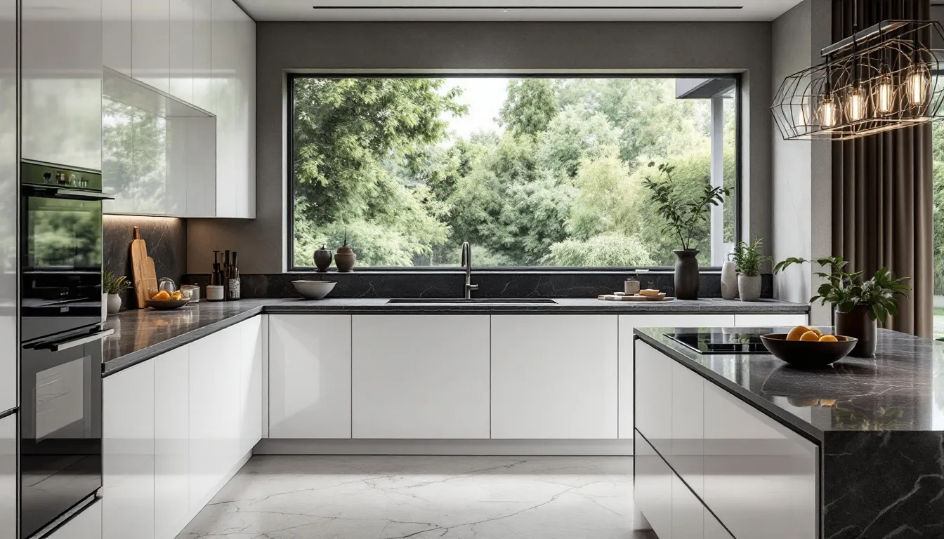 Top 10 Luxury Kitchen Remodeling Ideas for 2025 3 Luxury stone countertops enhancing a modern kitchen design.
