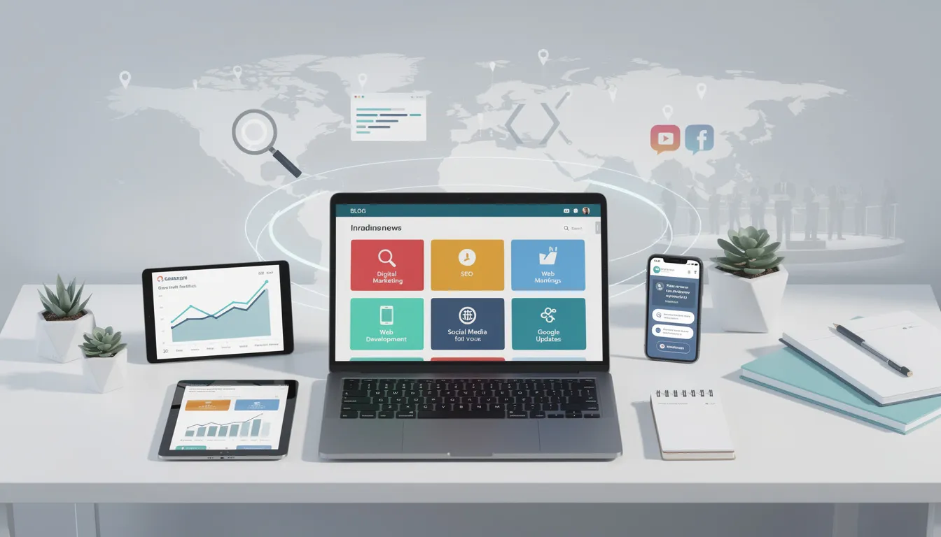 An informative blog post from a digital marketing agency highlights the importance of staying updated with industry news and trends in digital marketing, SEO, and web development. The article emphasizes how regular insights and updates can enhance a business's online presence and drive measurable growth.