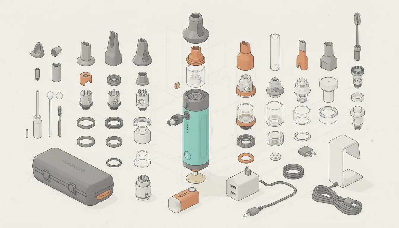 Umfangreiches Zubehör für den Norddampf Hammah Vaporizer, das das Dampferlebnis optimiert.