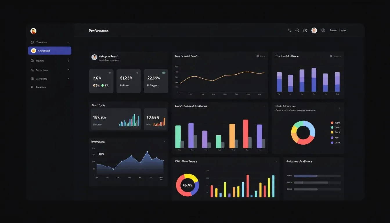 An analytics dashboard displays various performance metrics and graphs related to social media marketing efforts, showcasing data from multiple social media platforms. This powerful tool helps businesses track their social media performance, optimize their social media strategy, and engage effectively with their target audience. An analytics dashboard displays various performance metrics and graphs related to social media marketing efforts, showcasing data from multiple social media platforms. This powerful tool helps businesses track their social media performance, optimize their social media strategy, and engage effectively with their target audience.