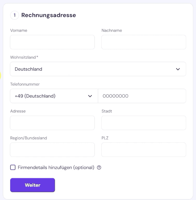 zahlungsdaten eingeben fuer vps