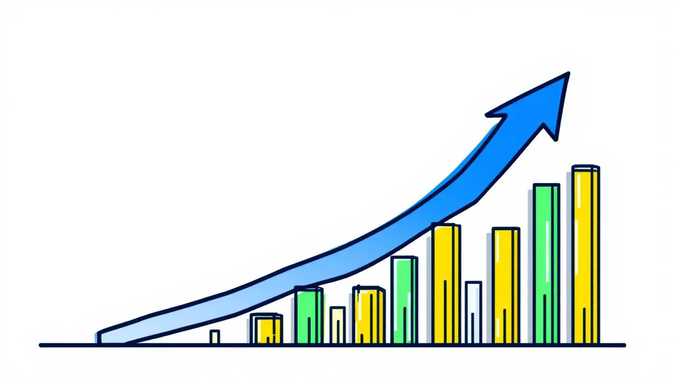 The image depicts a graph representing a successful Google Ads campaign, featuring an upward-pointing arrow that signifies improved performance. This visual metaphor suggests a positive trajectory in driving results, relevant for businesses in sectors like building materials and construction services.