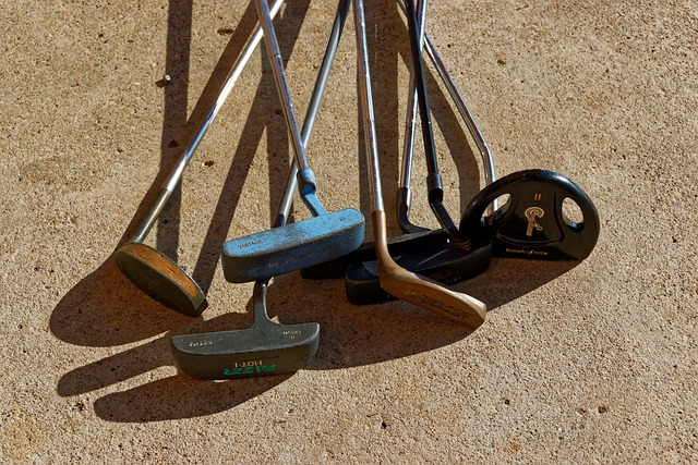 golf putters, old golf clubs, rusty clubs