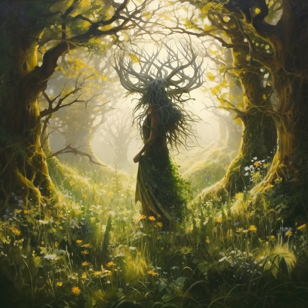The fae of the forest strides into the clearing, the plants and the animals follow at attention, awaiting her song.