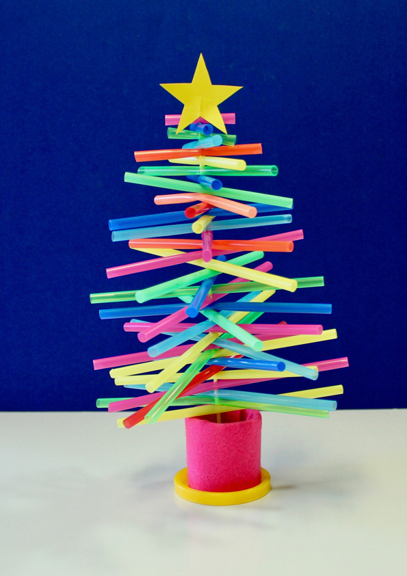 Christmas tree made with straws