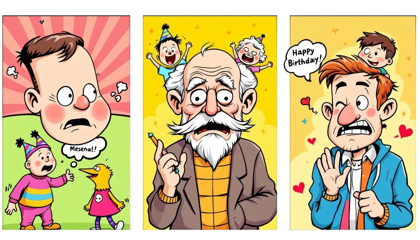 A variety of funny birthday email cards for different ages.