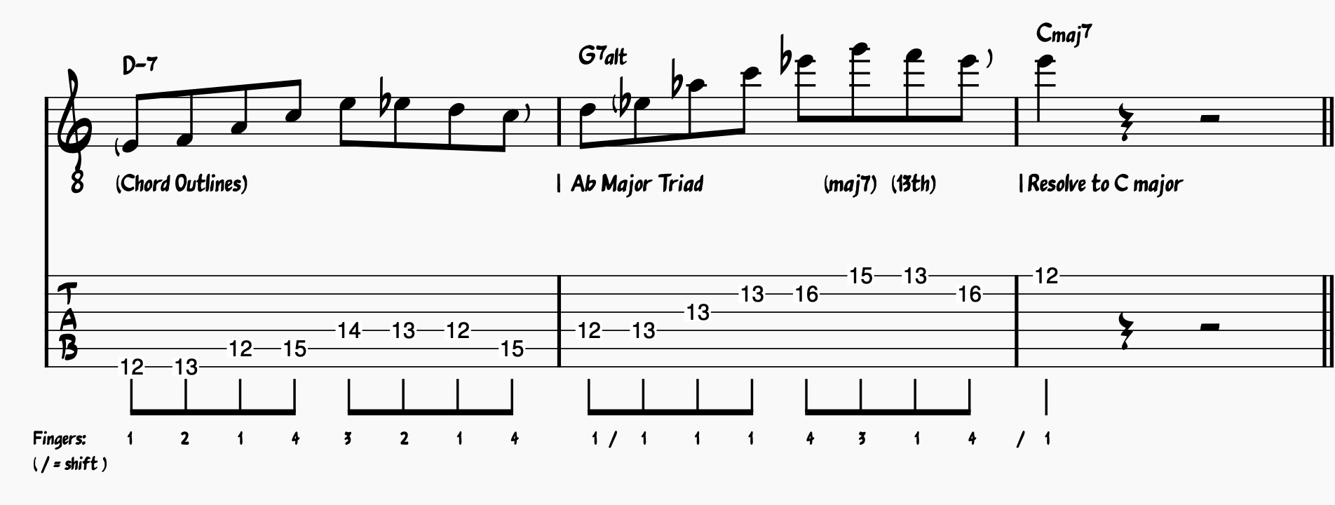 Jazz Guitar Lick 4: non-diatonic triads over the dominant chord
