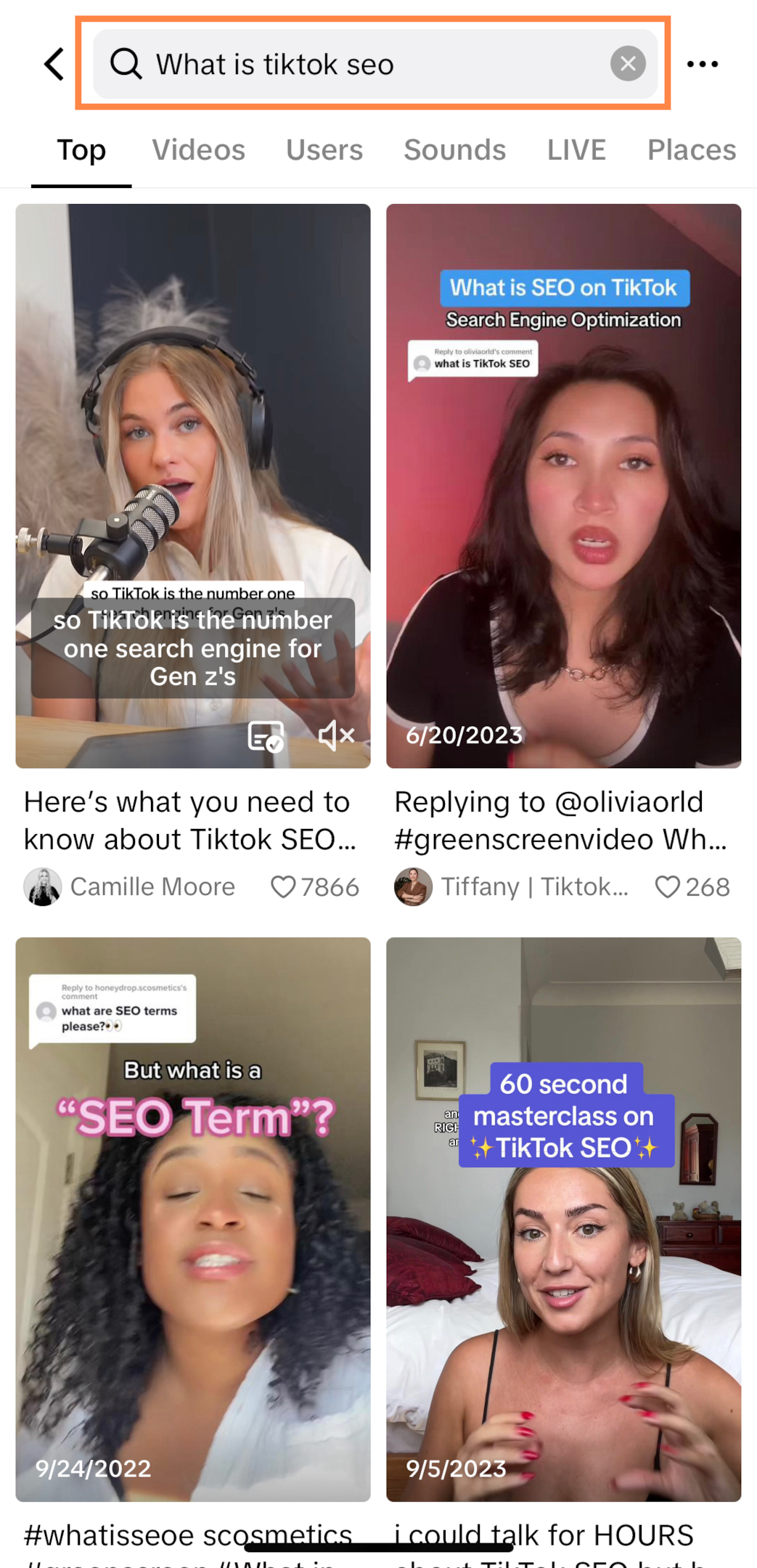 tiktok search results