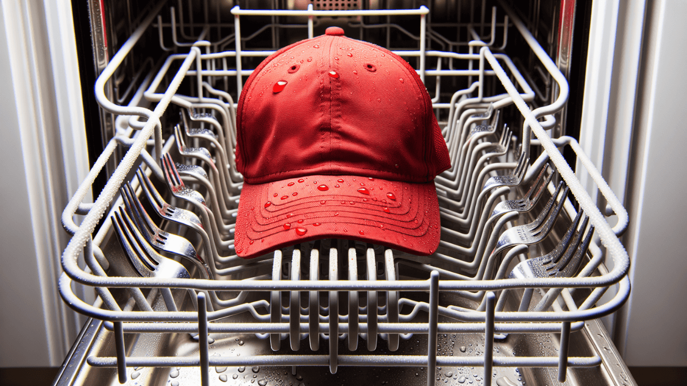 Dishwasher with a hat inside