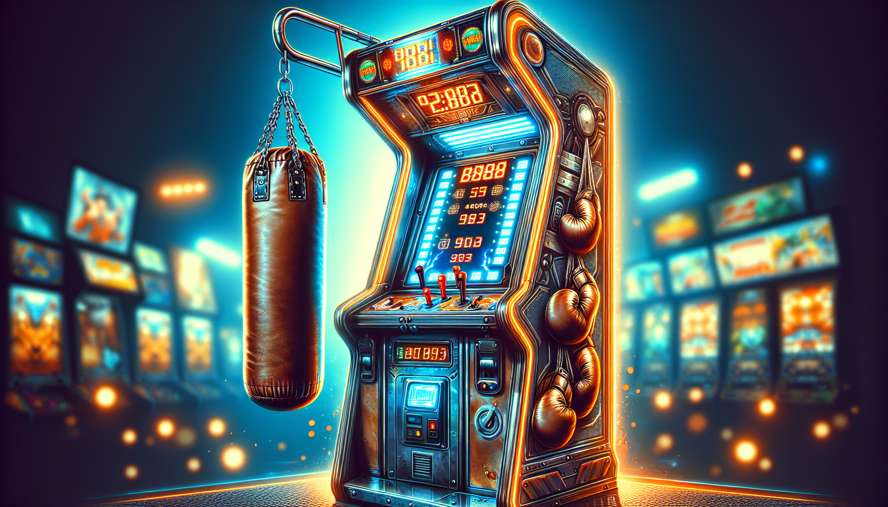 Illustration of a boxer arcade machine