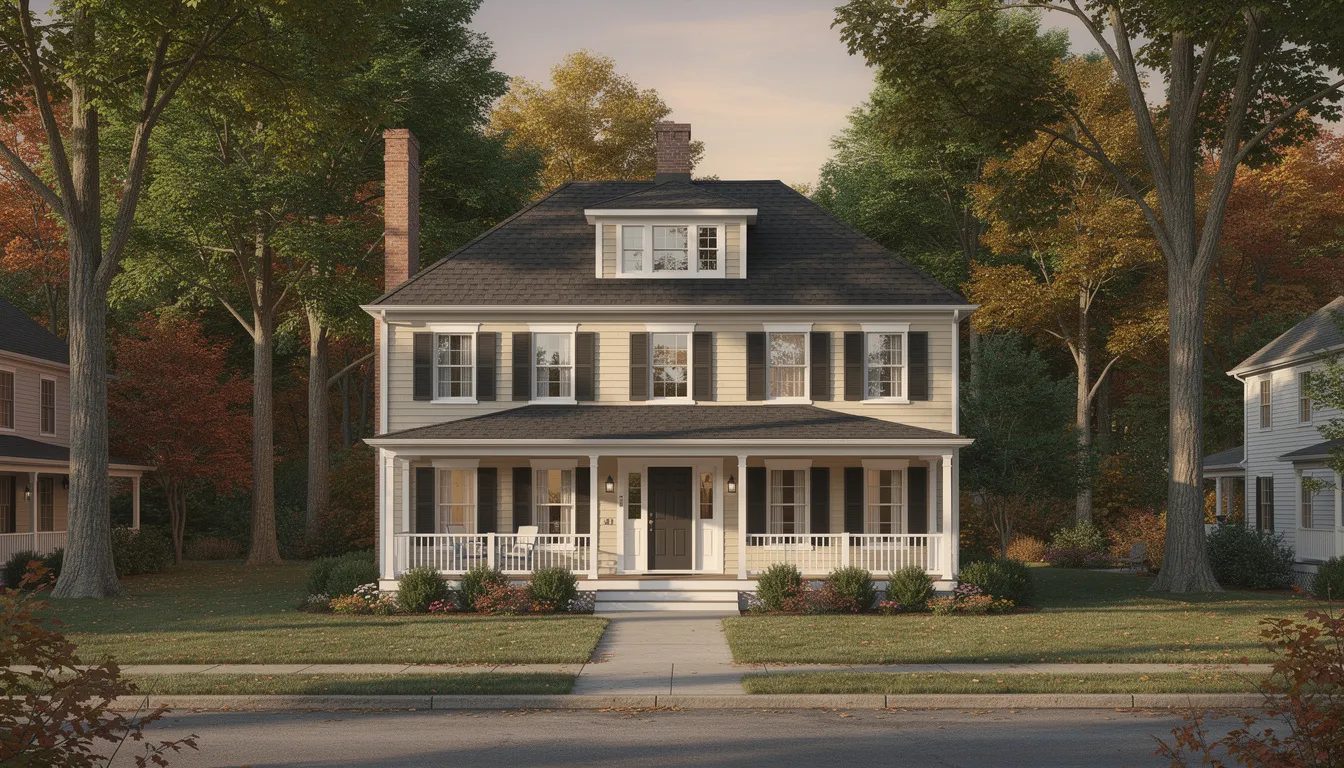 Best Ductless AC Installer β Capital Region NY (Superior Co-Op HVAC) 6 The image depicts a traditional two-story home in an Upstate New York neighborhood, surrounded by mature trees that provide shade and character. This residence could benefit from energy-efficient cooling systems, such as ductless mini splits, offering reliable performance and year-round comfort for homeowners in the capital region.