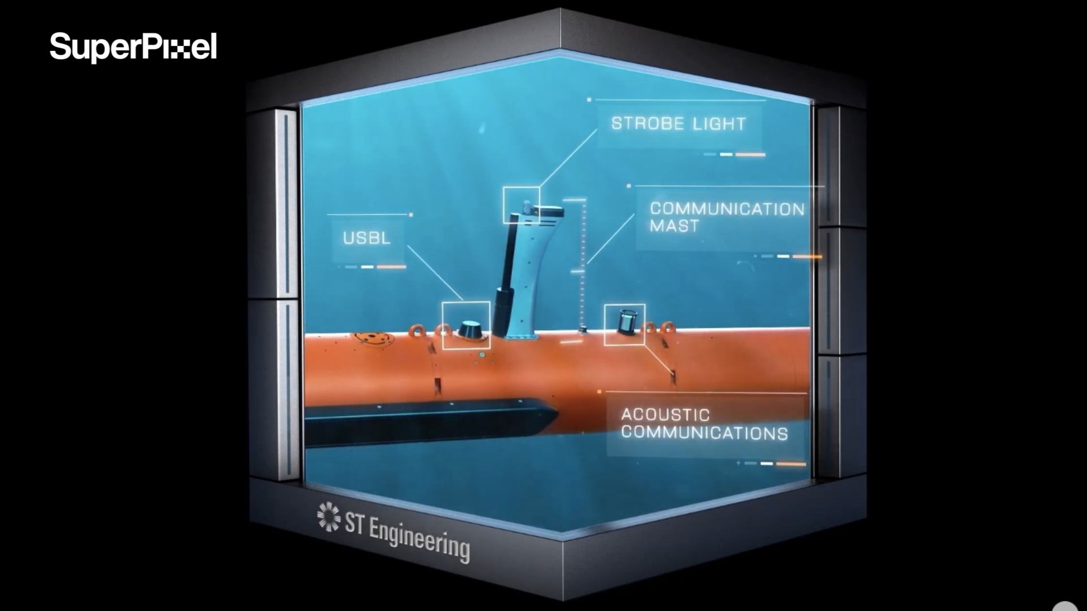 AUV components: USBL, Acoustic, Strobe, Mast