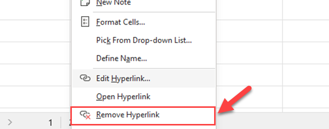 Select Remove Hyperlink from the context menu