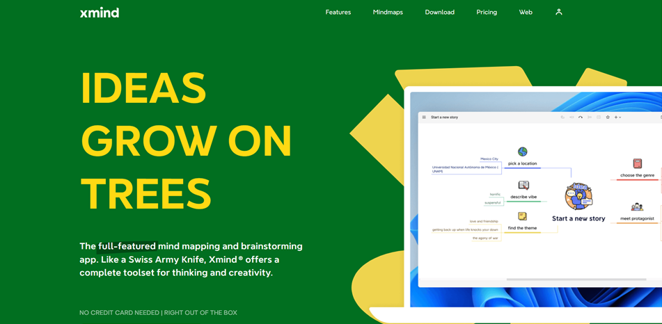 Hero section from the homepage of the mapping software Xmind.