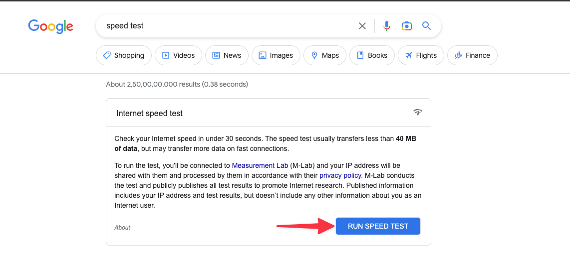 Remote.tools shows how to test the speed of Internet connection on Google