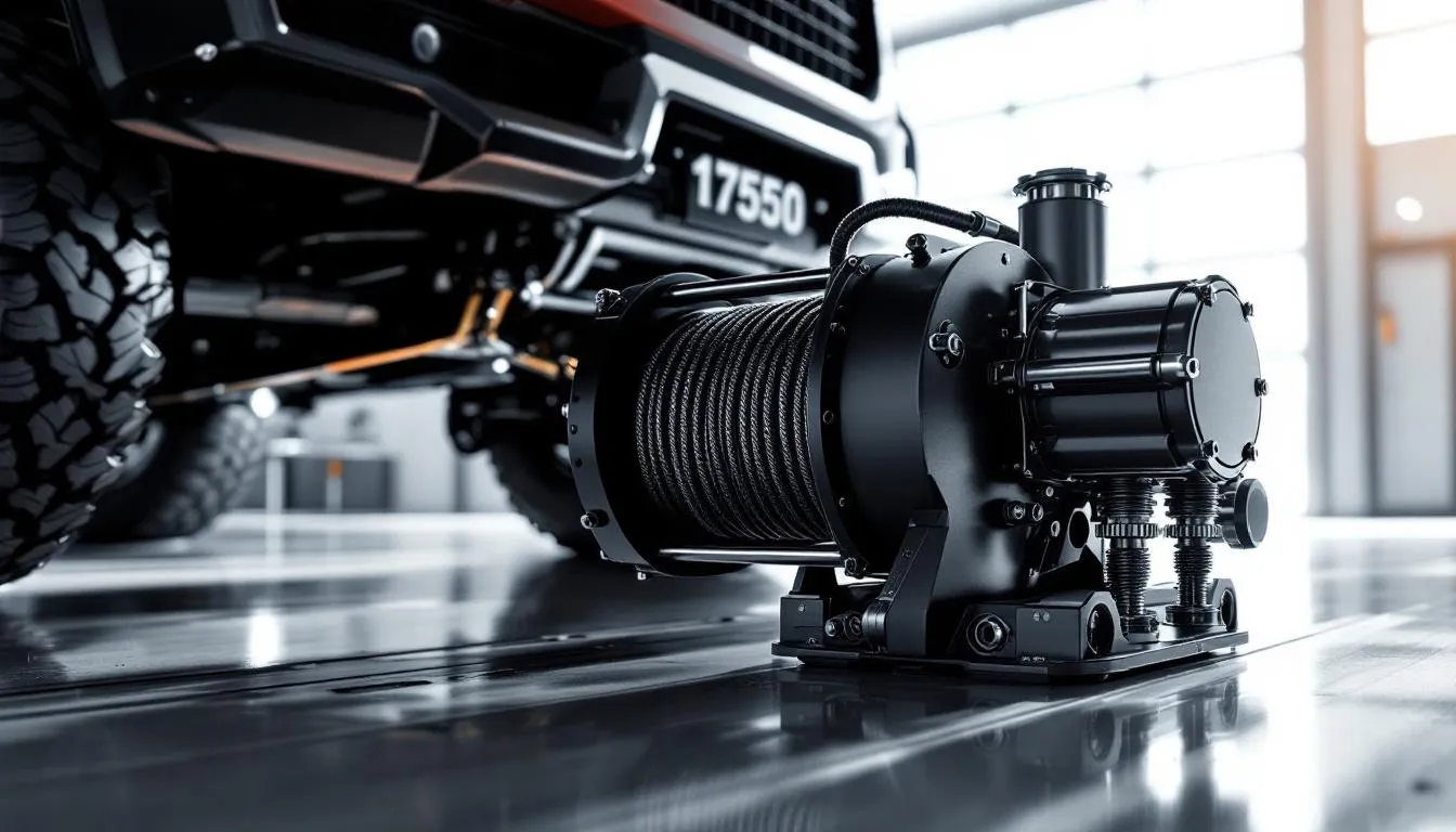 A powerful hydraulic winch being used for towing a vehicle.