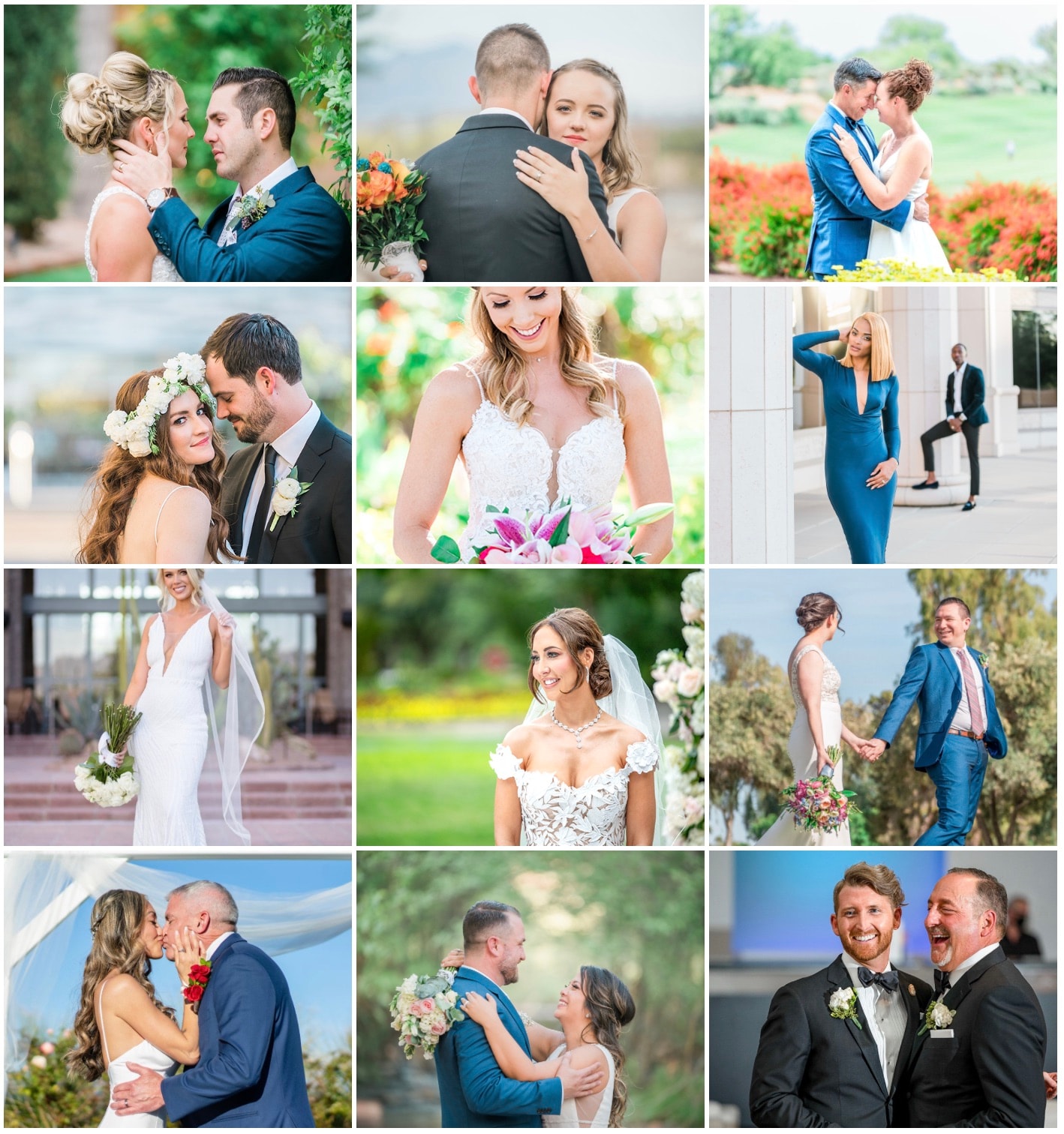 A collage of stunning wedding photos from various weddings.