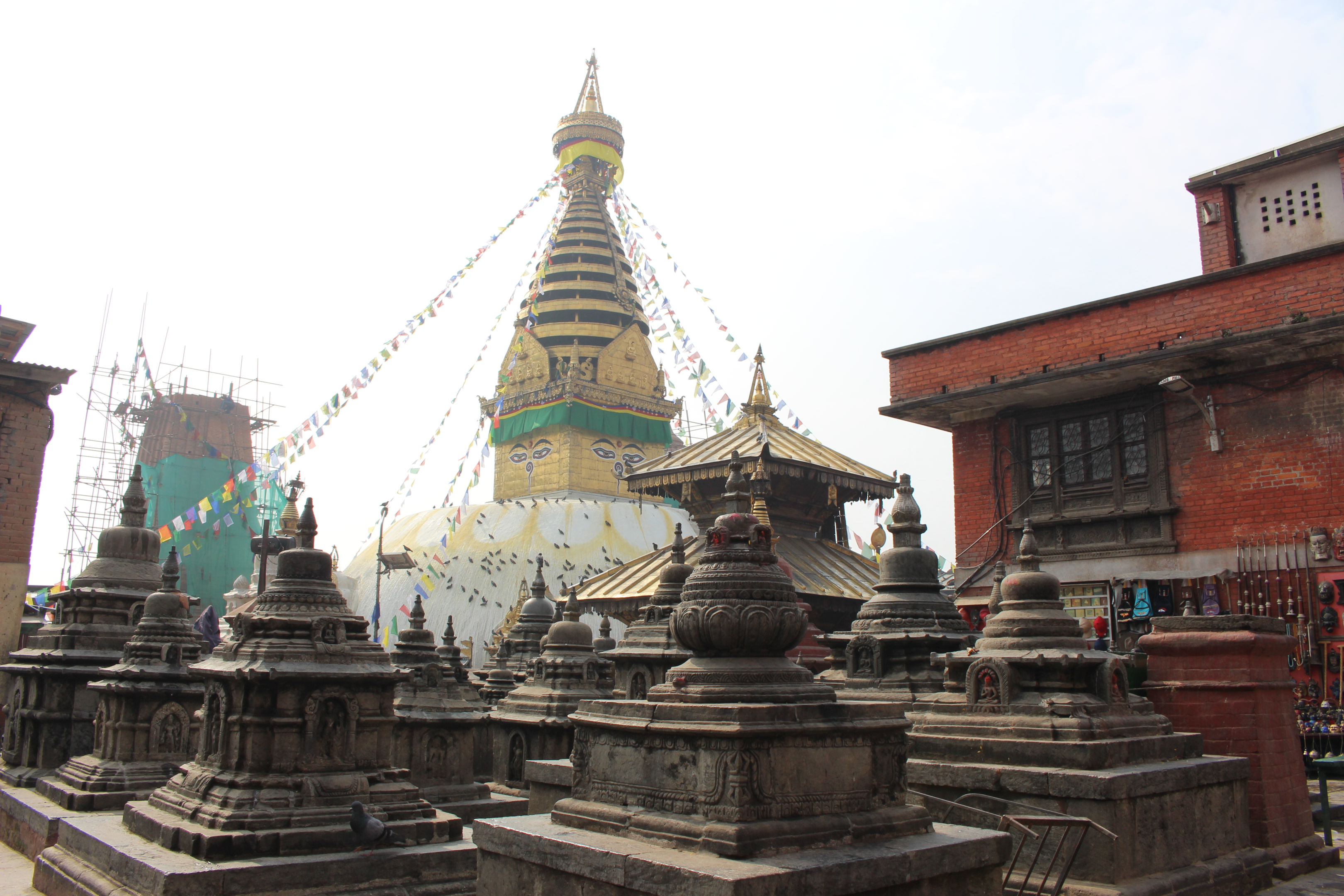 Mini Boudhanath stupa at the monkey temple Swayambhunath