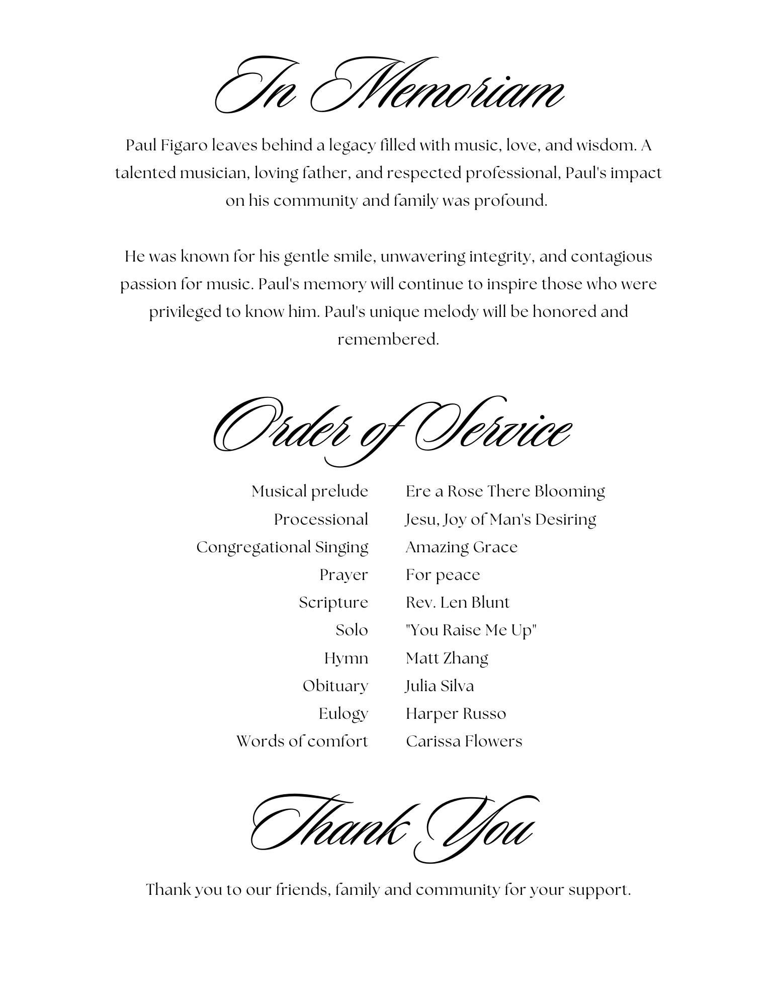 In Loving Memory Wedding Program Wording Honestweddingadvice