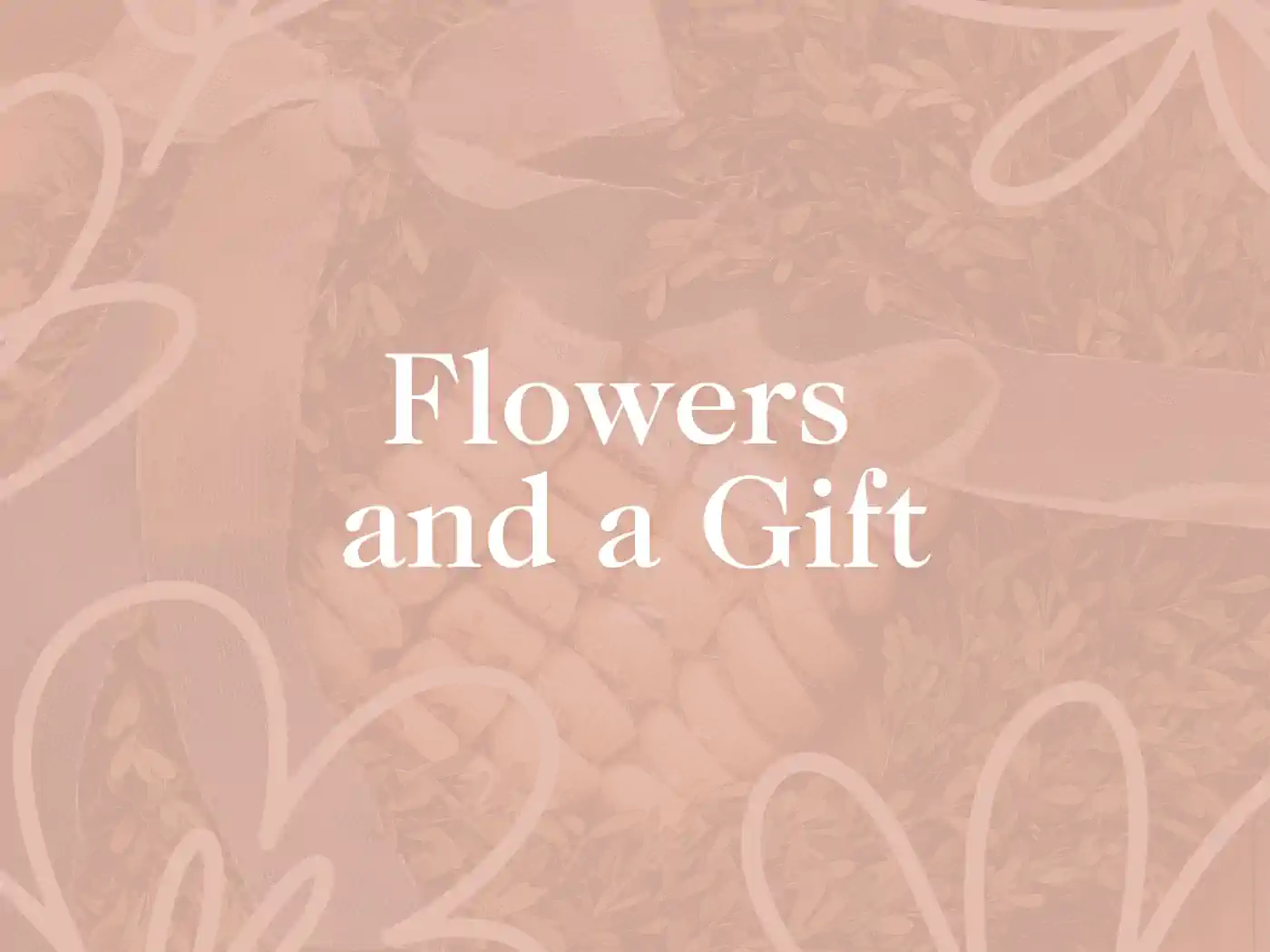 Banner displaying 'Flowers and a Gift' text with a background of beautifully arranged flowers. Fabulous Flowers and Gifts, Flowers and a Gift.