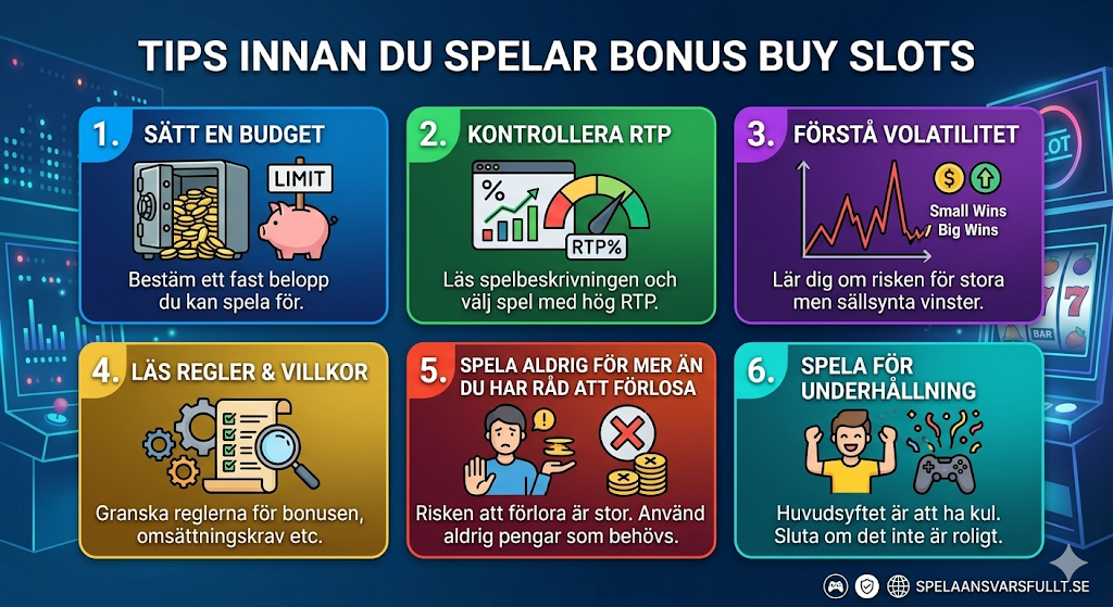 Tips innan du spelar bonus buy slots – budget, RTP och volatilitet